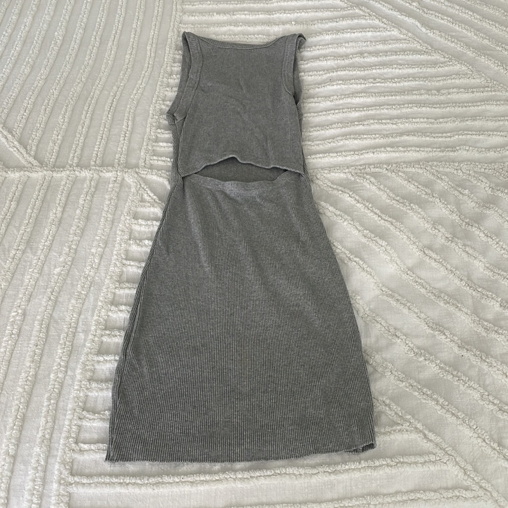 Wilfred Ribbed Tank Mini Dress in Heather Gray - Picture 6 of 9